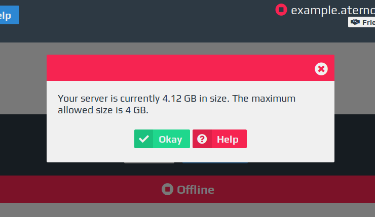 Maximum Allowed Server Size Aternos