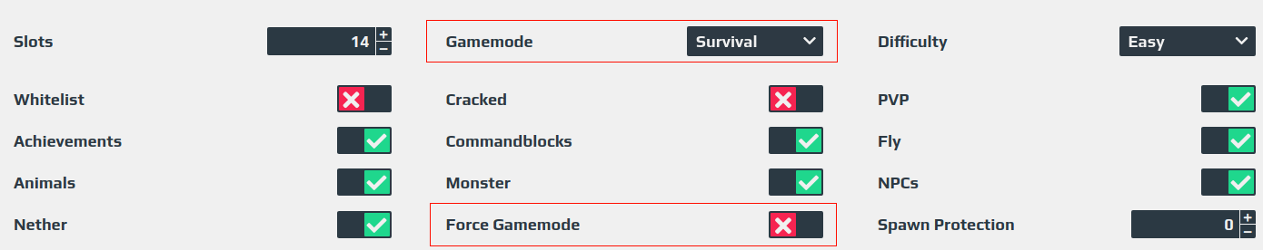 Change Your Gamemode Aternos