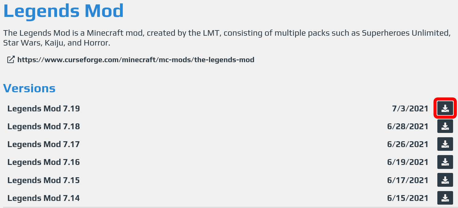 The Legends Mod For Minecraft 1.7.10